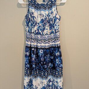 Blue and white floral dress